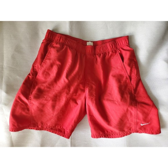 Nike Other - Vintage Nike Swim Trunks Shorts Mens Medium Red Center Check Swoosh Spellout EUC